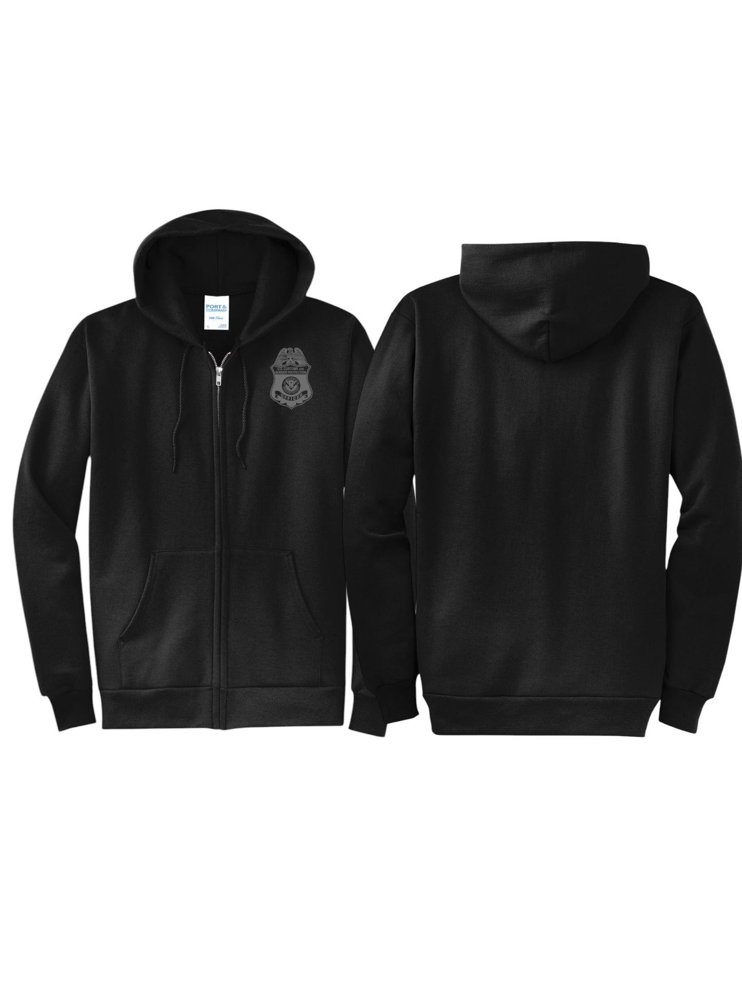 CBP OFFICER RAID ZIP UP HOODIE SWEATSHIRT BLACK/GREY INK-PC78ZH