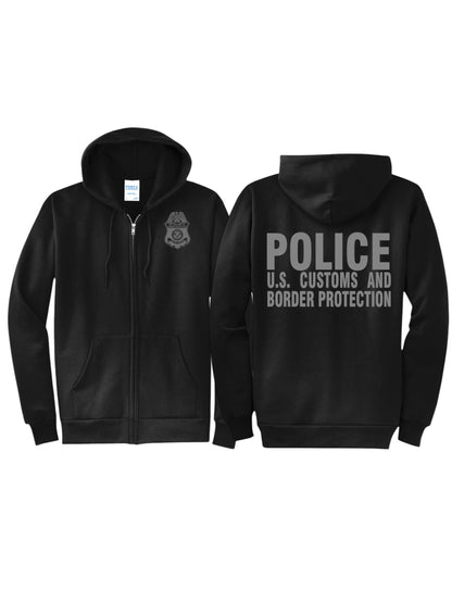 CBP OFFICER RAID ZIP UP HOODIE SWEATSHIRT BLACK/GREY INK-PC78ZH