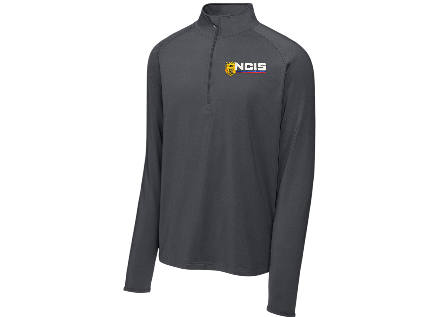 MEN'S NCIS LOGO ON SPORT TEK SPORT WICK STRETCH 1/2 ZIP PULLOVER-ST850