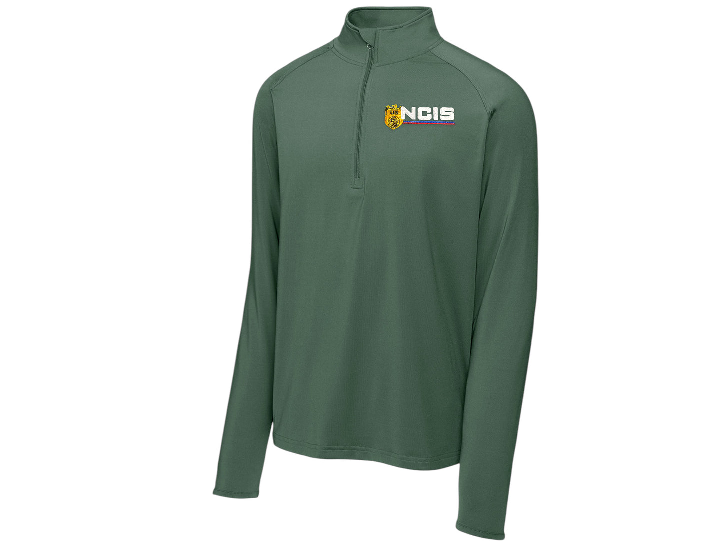 MEN'S NCIS LOGO ON SPORT TEK SPORT WICK STRETCH 1/2 ZIP PULLOVER-ST850