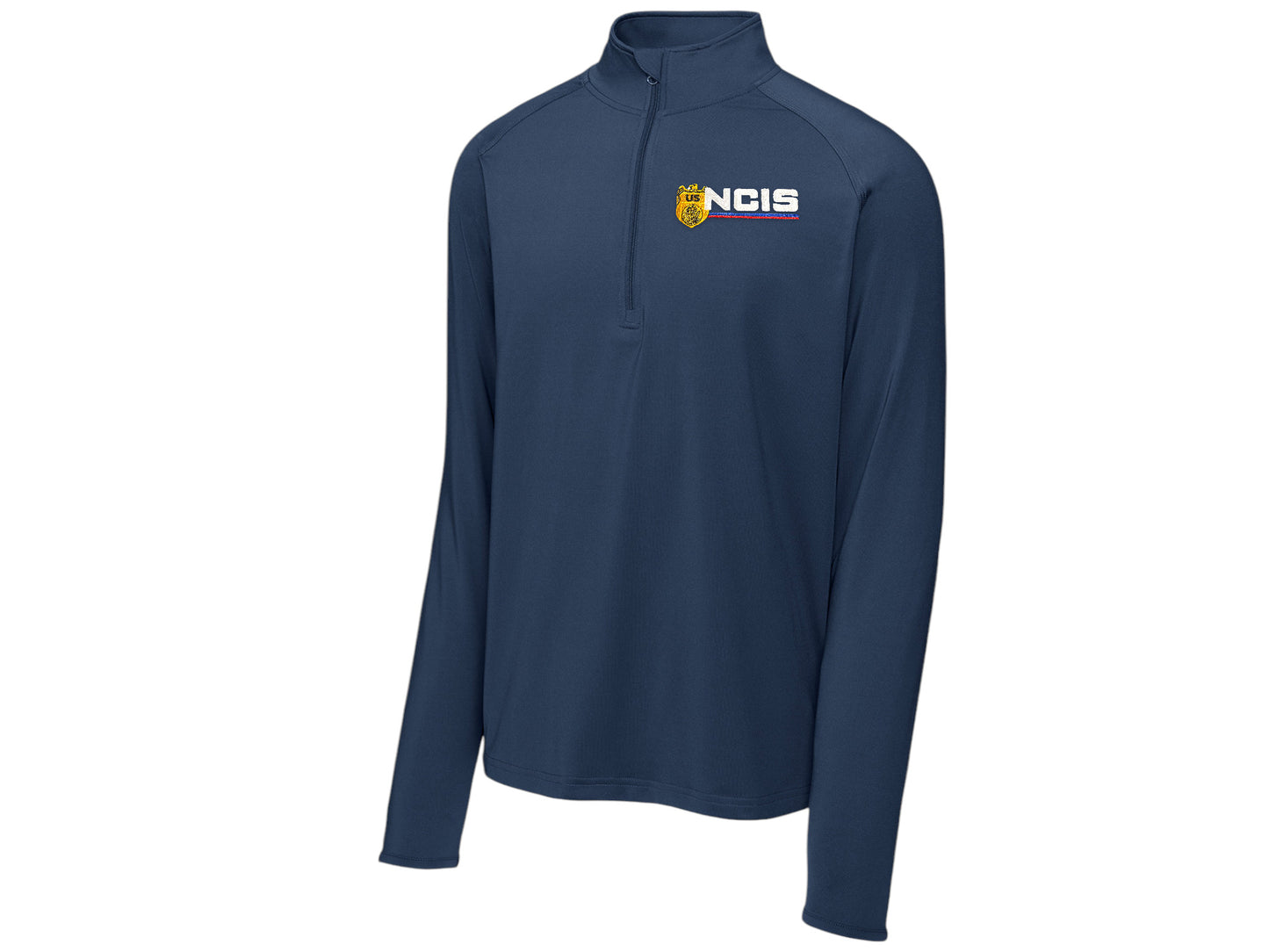 MEN'S NCIS LOGO ON SPORT TEK SPORT WICK STRETCH 1/2 ZIP PULLOVER-ST850
