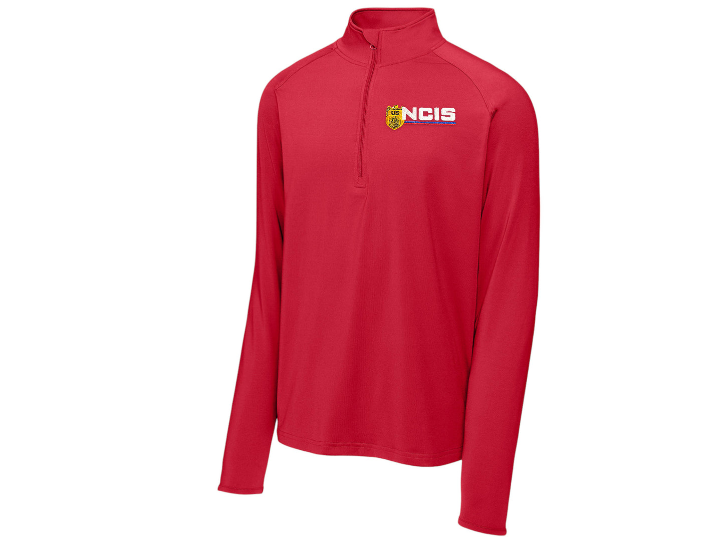 MEN'S NCIS LOGO ON SPORT TEK SPORT WICK STRETCH 1/2 ZIP PULLOVER-ST850