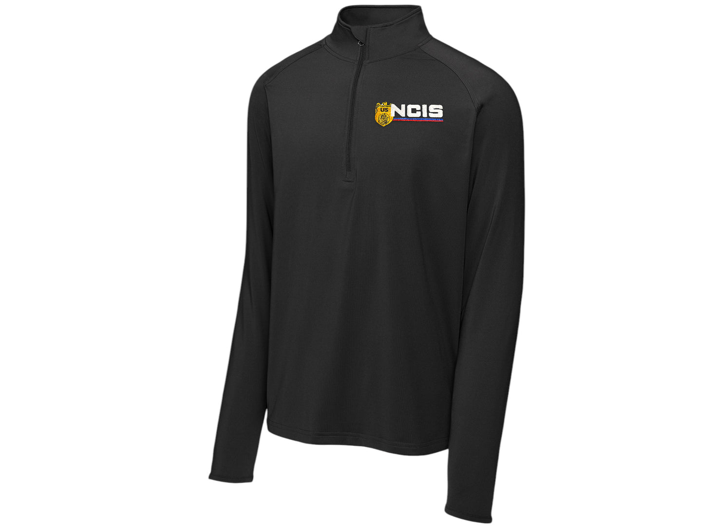 MEN'S NCIS LOGO ON SPORT TEK SPORT WICK STRETCH 1/2 ZIP PULLOVER-ST850
