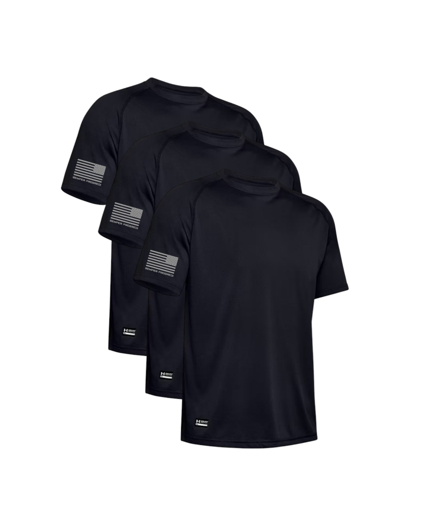 UA TACTICAL TECH 3 PACK SEMPER PROGREDI REV FLAG SHIRT ** FREE PVC PATCH