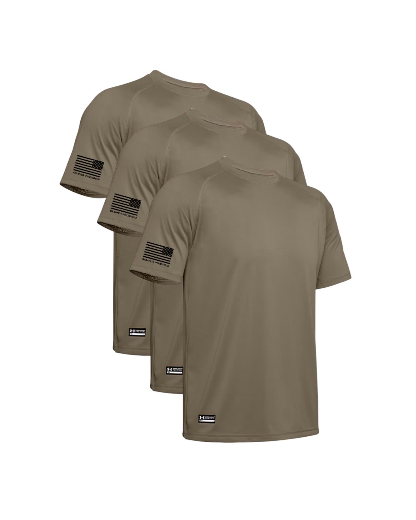UA TACTICAL TECH 3 PACK SEMPER PROGREDI REV FLAG SHIRT ** FREE PVC PATCH