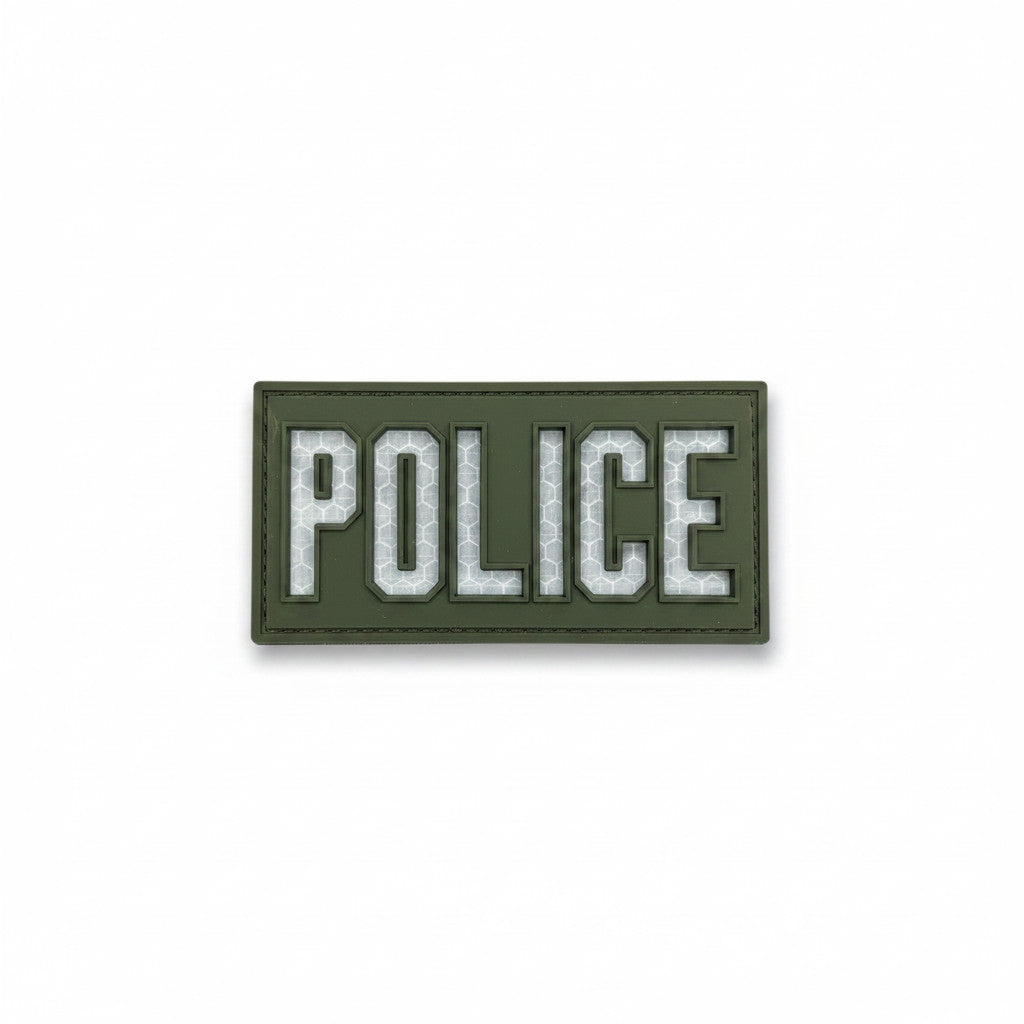 *NEW PVC POLICE PATCH OD/REFLECTIVE 4"X2"