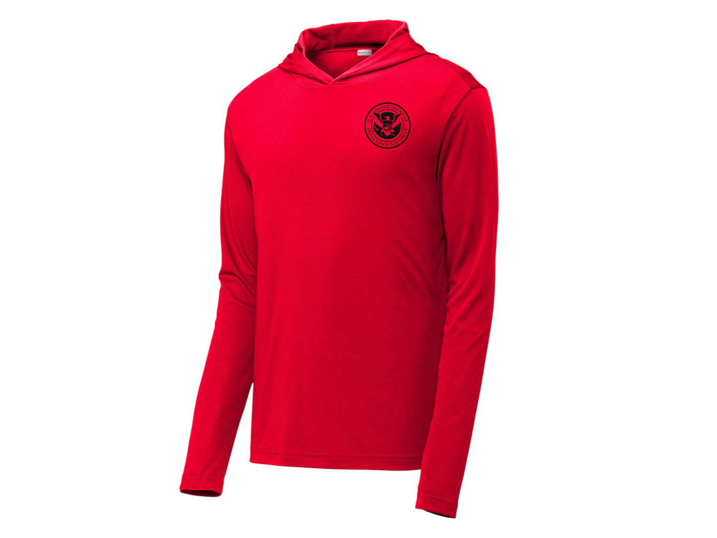 PRINTED DHS SEAL ON WICKING HOODED PULLOVER-ST358