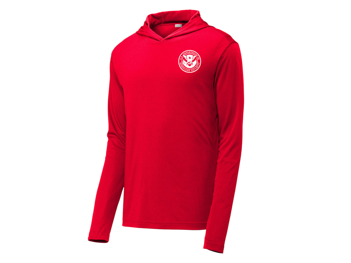 PRINTED DHS SEAL ON WICKING HOODED PULLOVER-ST358