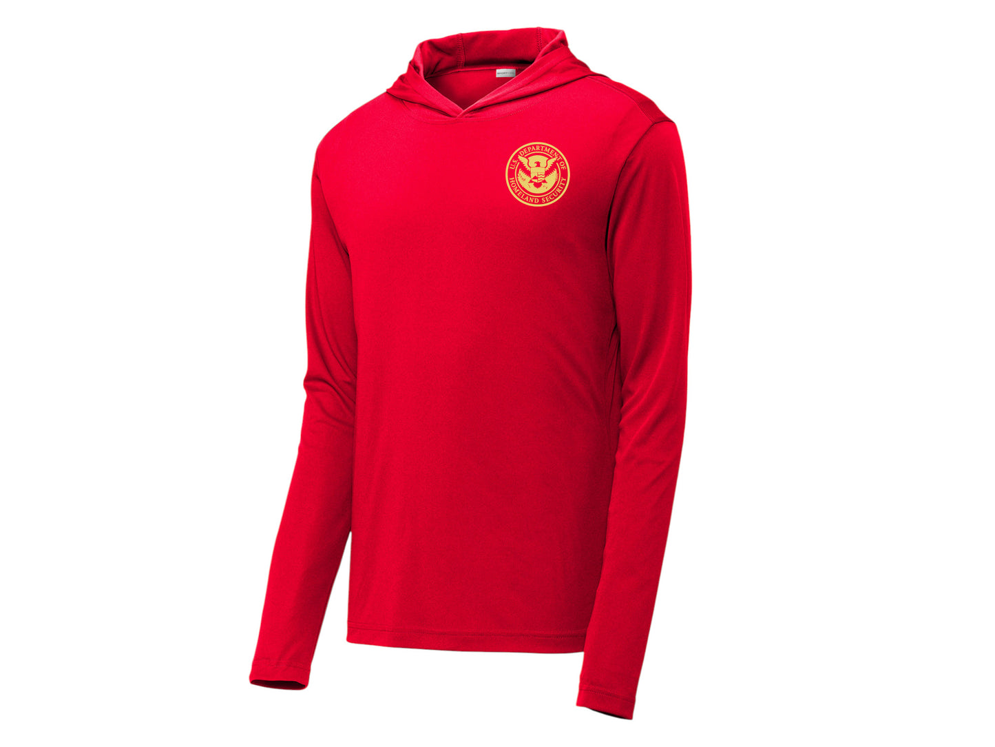 PRINTED DHS SEAL ON WICKING HOODED PULLOVER-ST358