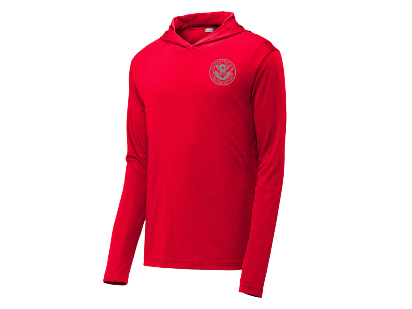 PRINTED DHS SEAL ON WICKING HOODED PULLOVER-ST358