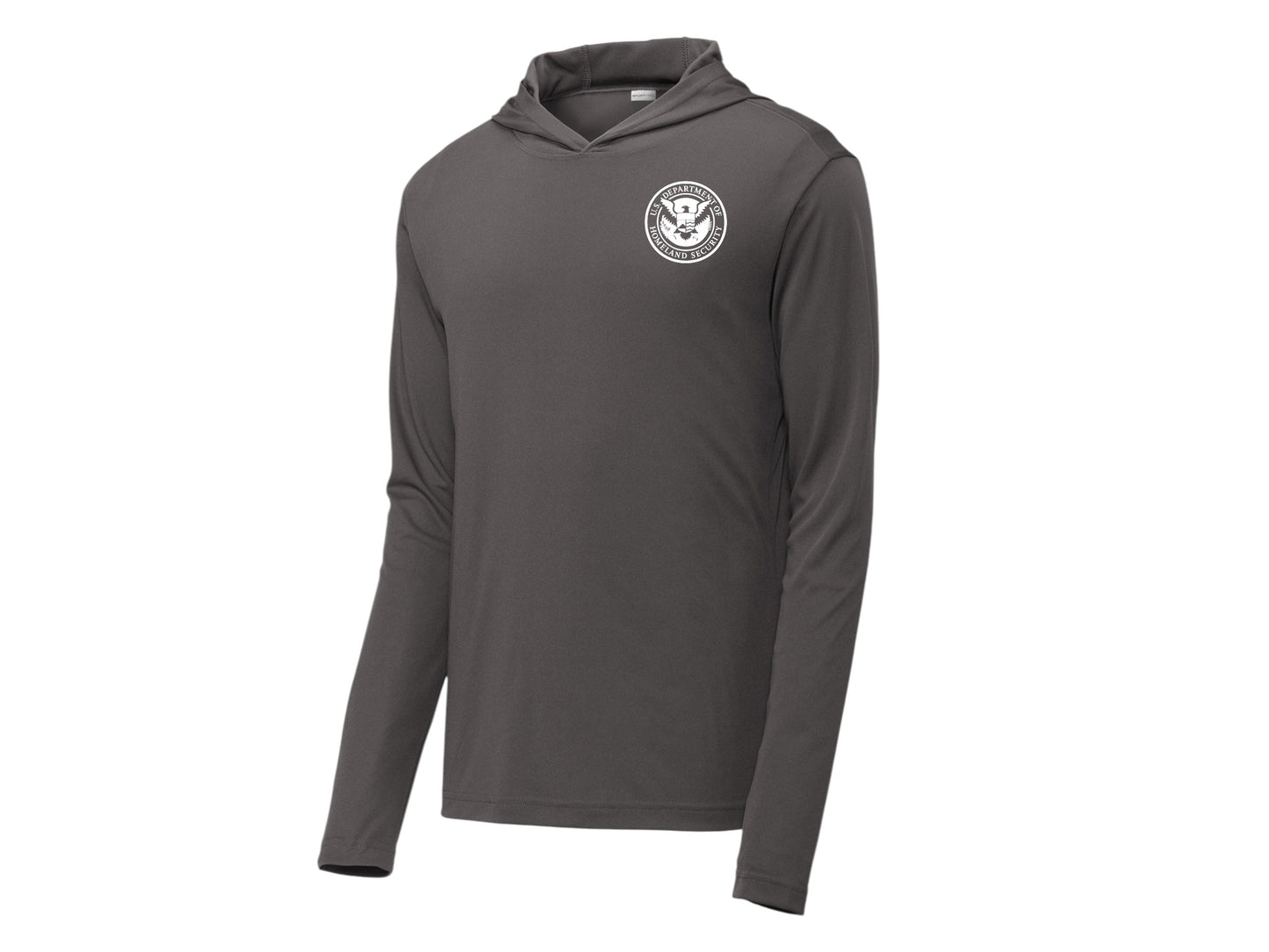 PRINTED DHS SEAL ON WICKING HOODED PULLOVER-ST358