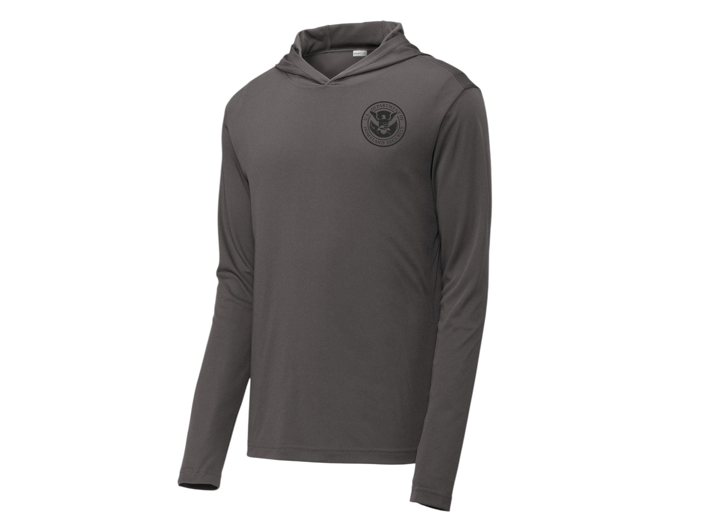 PRINTED DHS SEAL ON WICKING HOODED PULLOVER-ST358