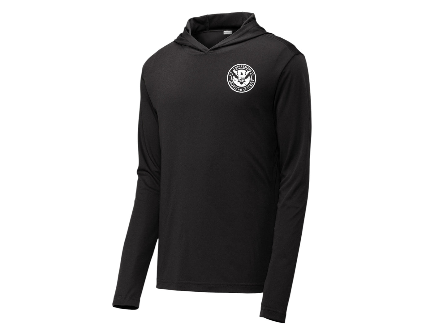 PRINTED DHS SEAL ON WICKING HOODED PULLOVER-ST358