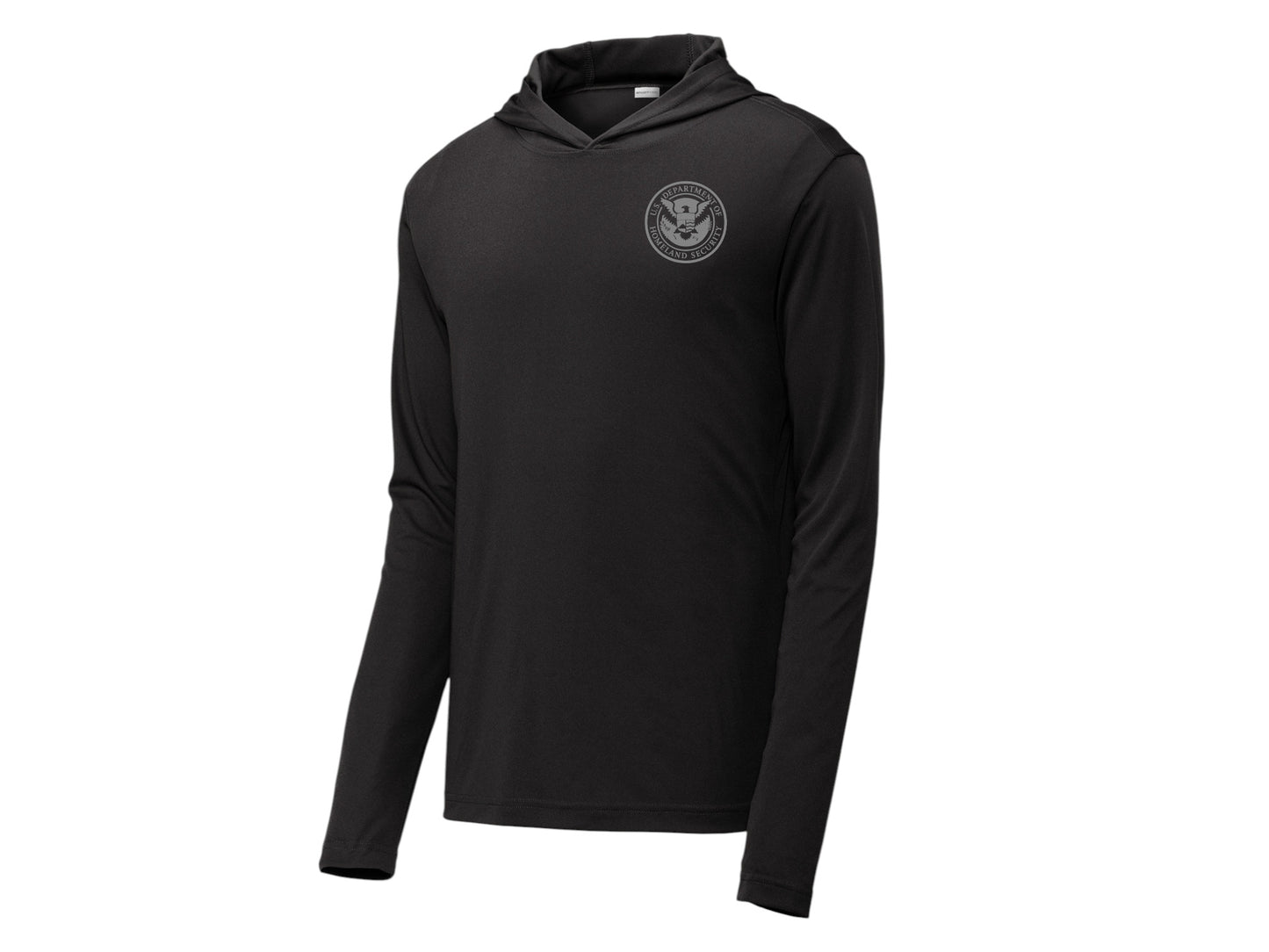 PRINTED DHS SEAL ON WICKING HOODED PULLOVER-ST358