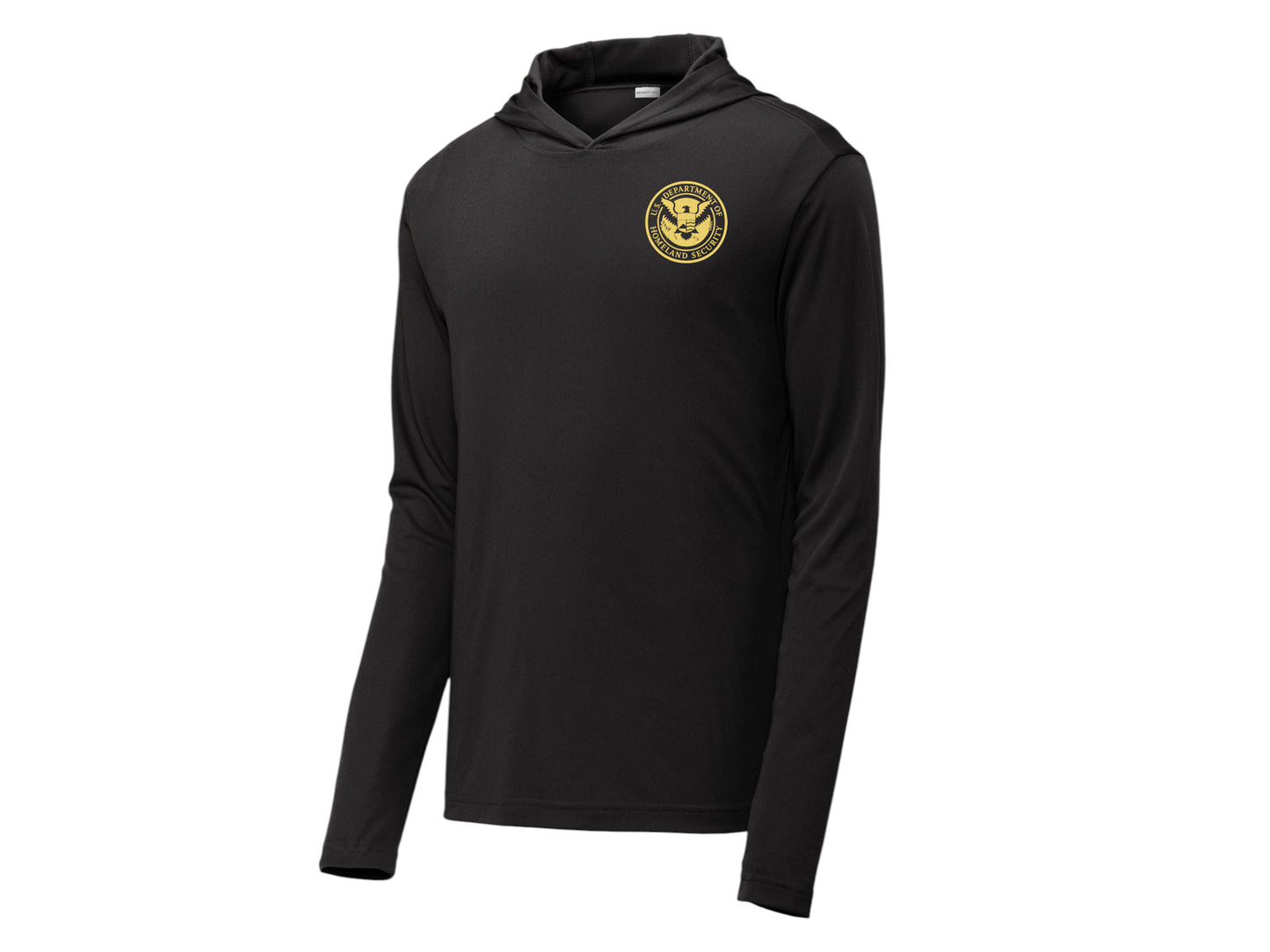 PRINTED DHS SEAL ON WICKING HOODED PULLOVER-ST358