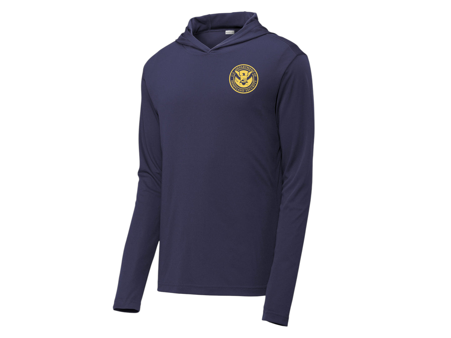PRINTED DHS SEAL ON WICKING HOODED PULLOVER-ST358