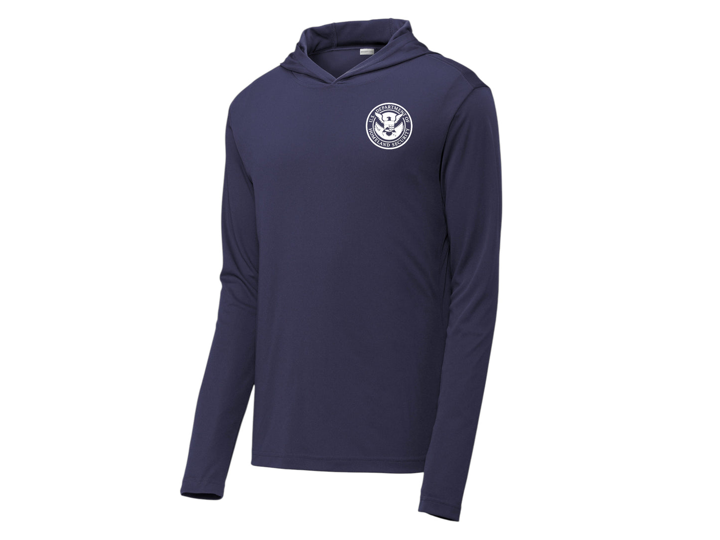 PRINTED DHS SEAL ON WICKING HOODED PULLOVER-ST358