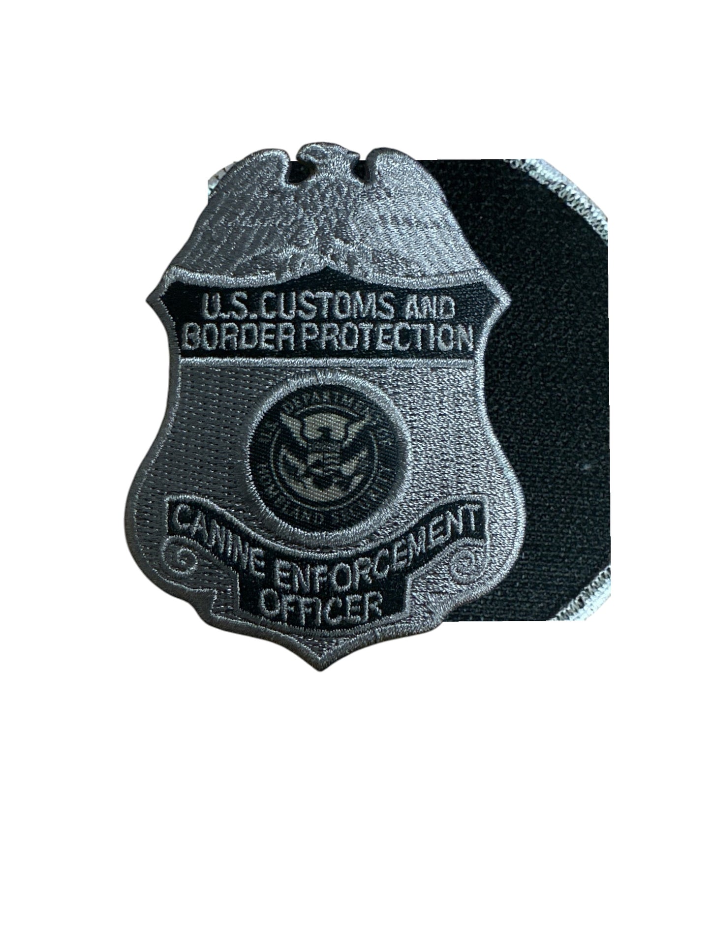 CBP CANINE ENFORCEMENT OFFICER BADGE PATCH-GREY/BLACK