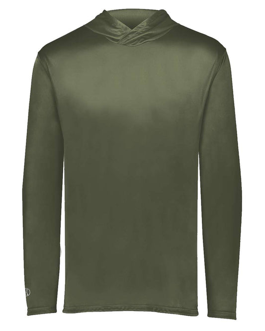 HOLLOWAY LONG SLEEVE HOODED WICKING T 222830 PLAIN