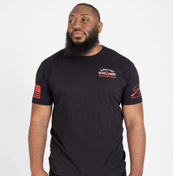 GRUNT STYLE ALWAYS TIRED NEVER BROKE T-SHIRT - BLACK