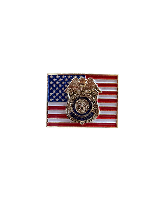 OVERSIZED ARMY CID S/A FLAG TIE PIN-GOLD/MULTI-1.25" X .75"