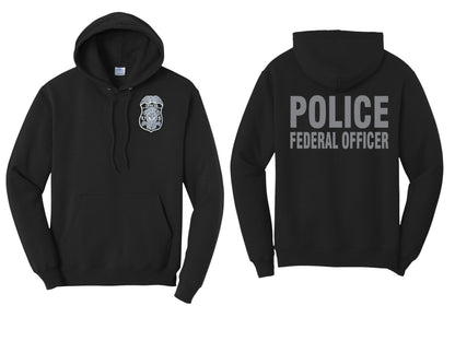 VA POLICE BADGE COTTON HOODED SWEATSHIRT-GREY INK-PC78H
