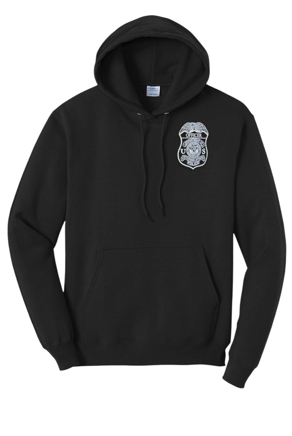 VA POLICE BADGE COTTON HOODED SWEATSHIRT-GREY INK-PC78H