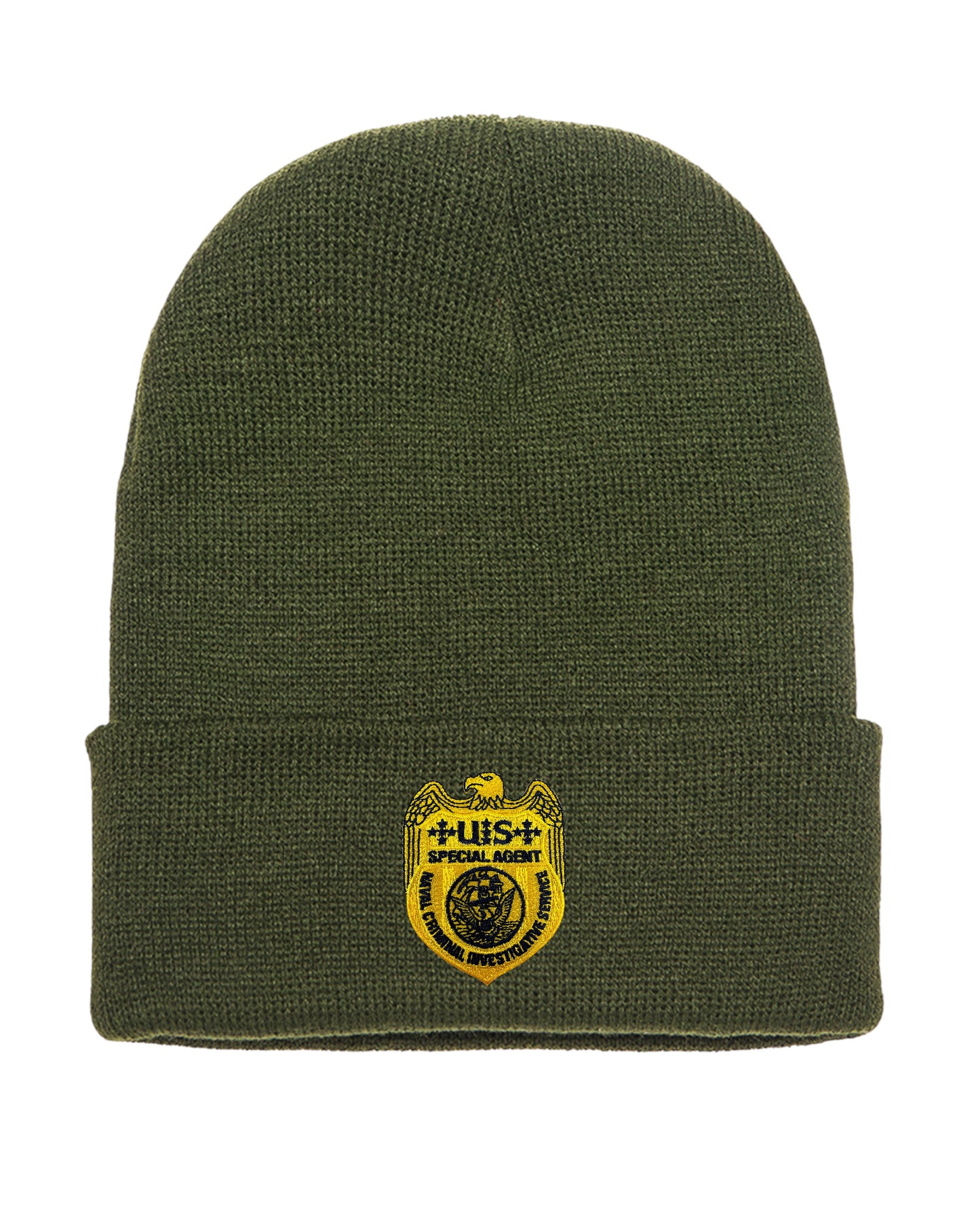 NCIS SPECIAL AGENT BADGE ON CUFFED KNIT BEANIE