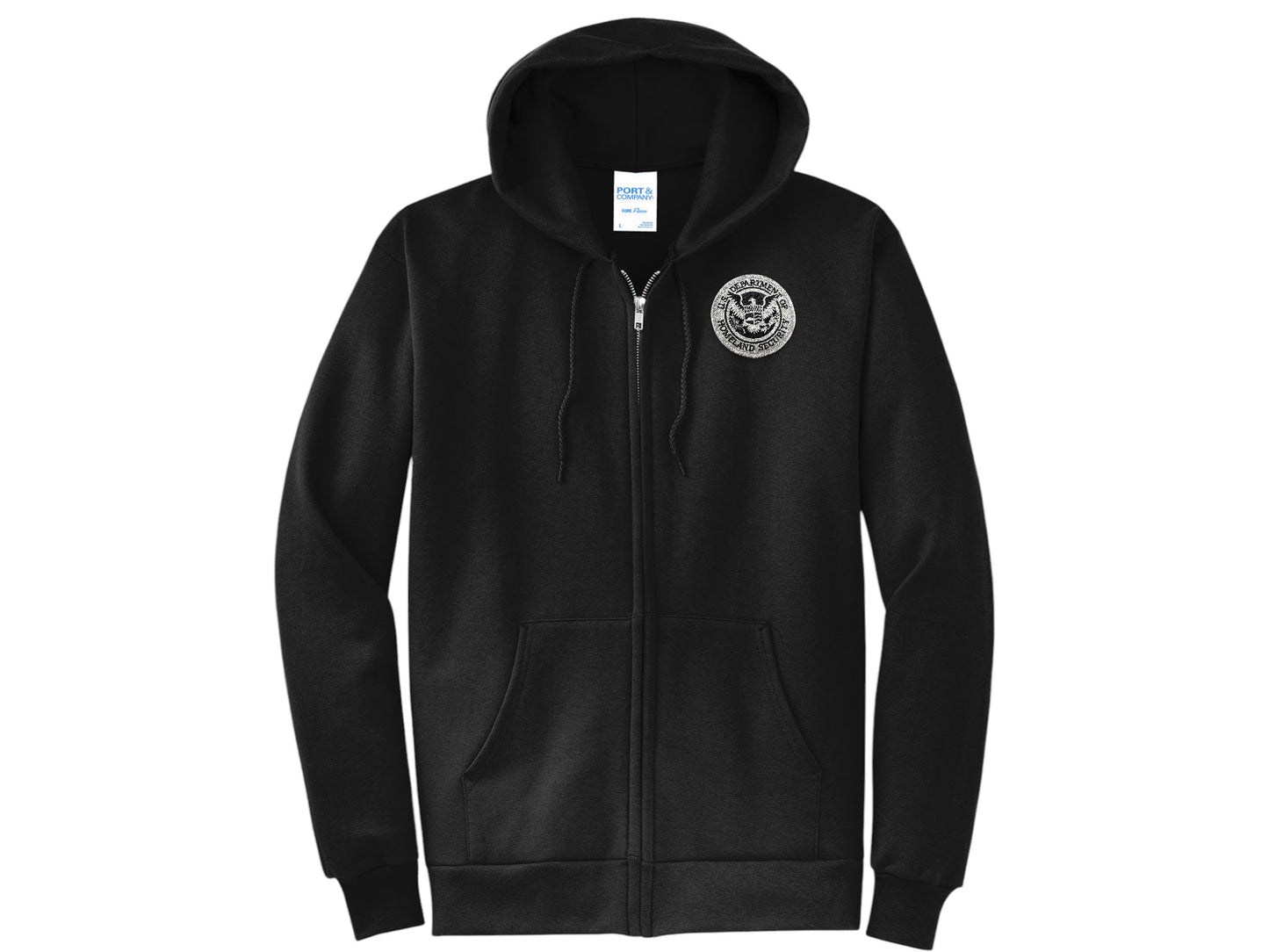 ZIPPERED HOODED SWEATSHIRT DHS SEAL EMBROIDERED