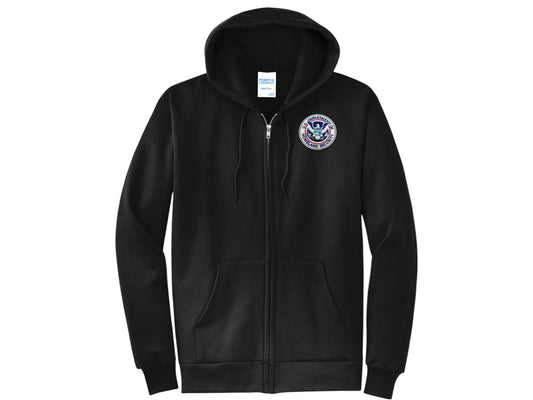 ZIPPERED HOODED SWEATSHIRT DHS SEAL EMBROIDERED