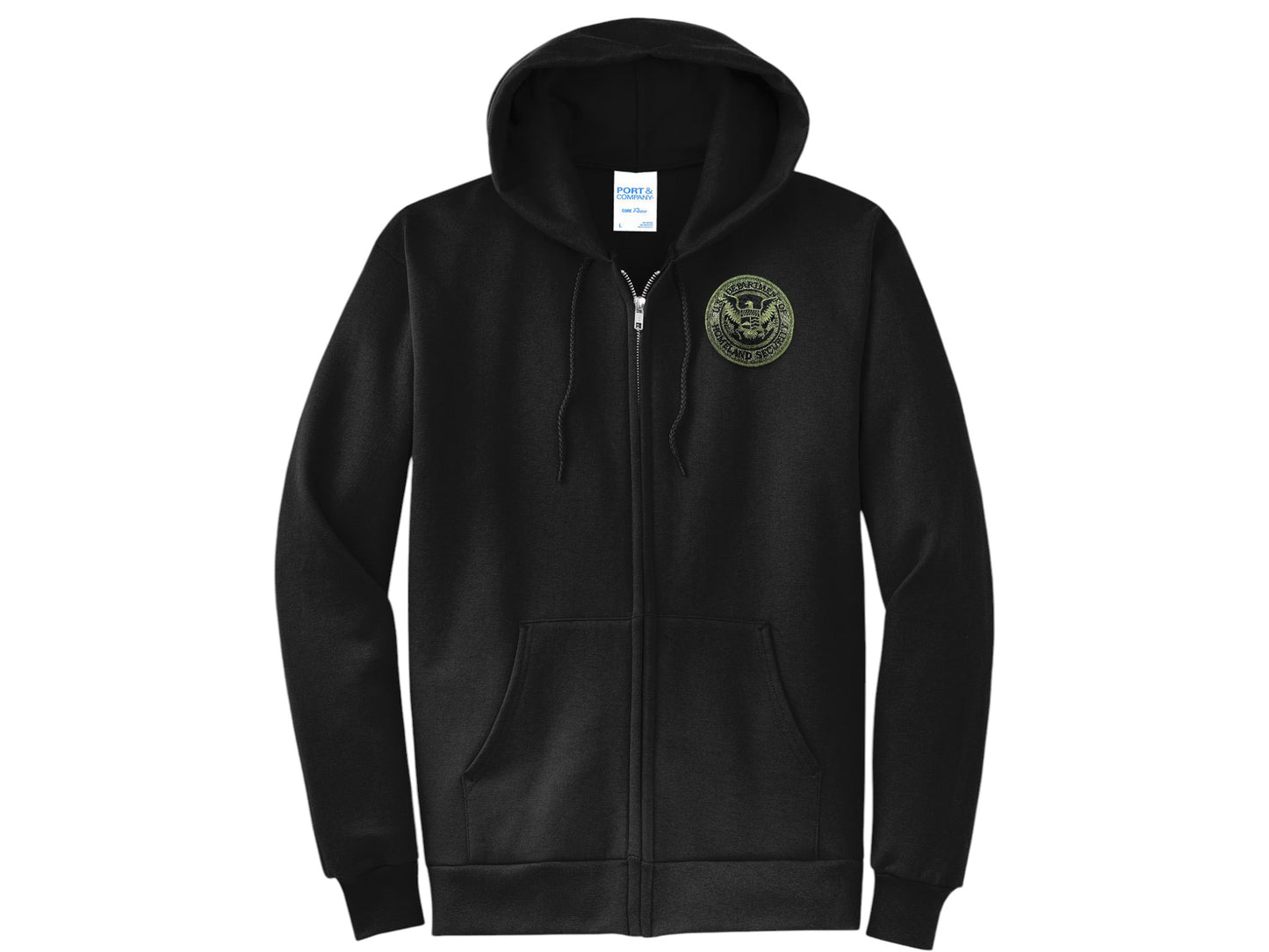 ZIPPERED HOODED SWEATSHIRT DHS SEAL EMBROIDERED