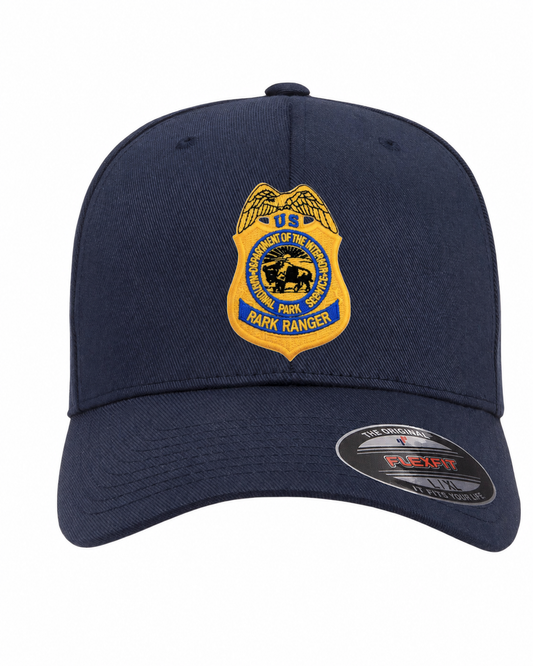 NPS PARK RANGER BADGE ON FLEXFIT HAT CLEARANCE