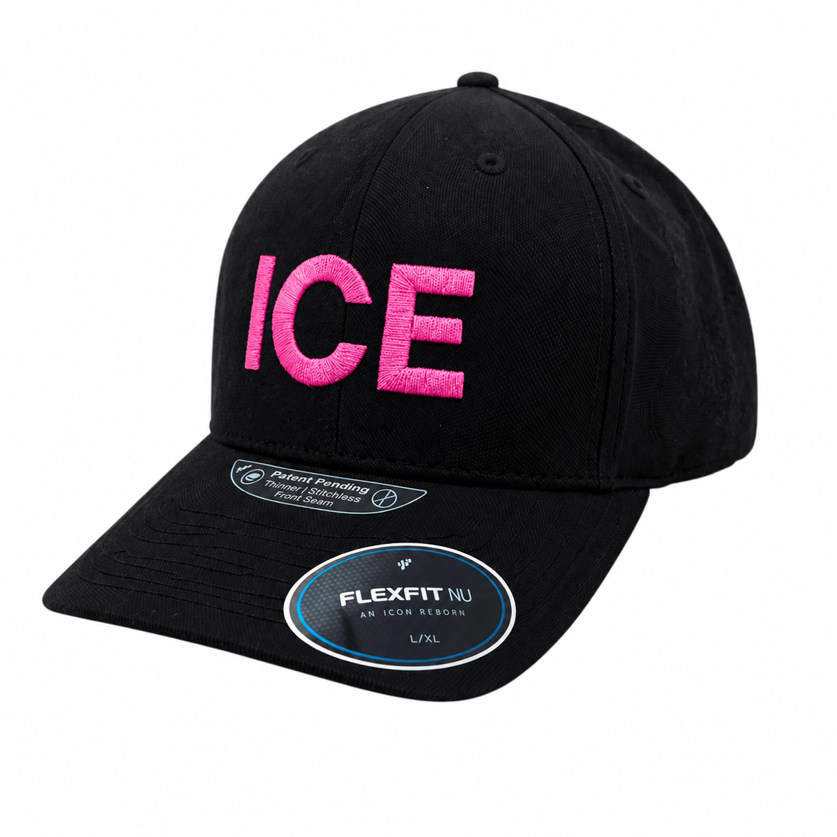 ICE PINK LETTERS EMBROIDERED ON FLEXFIT HAT