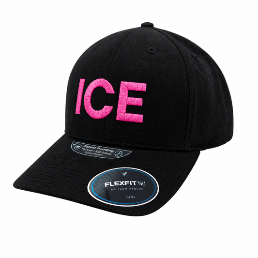 ICE PINK LETTERS EMBROIDERED ON FLEXFIT HAT