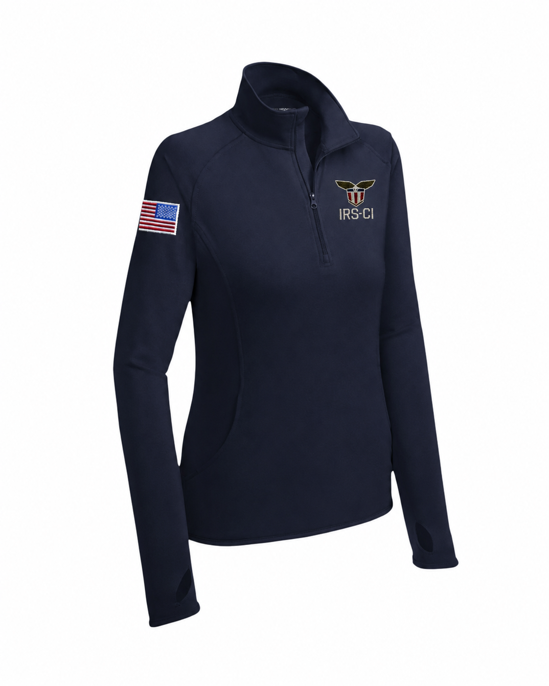 LADIE'S IRS CI S/A SEAL W/ REV MULTI FLAG 1/4 ZIP PULLOVER-LST850