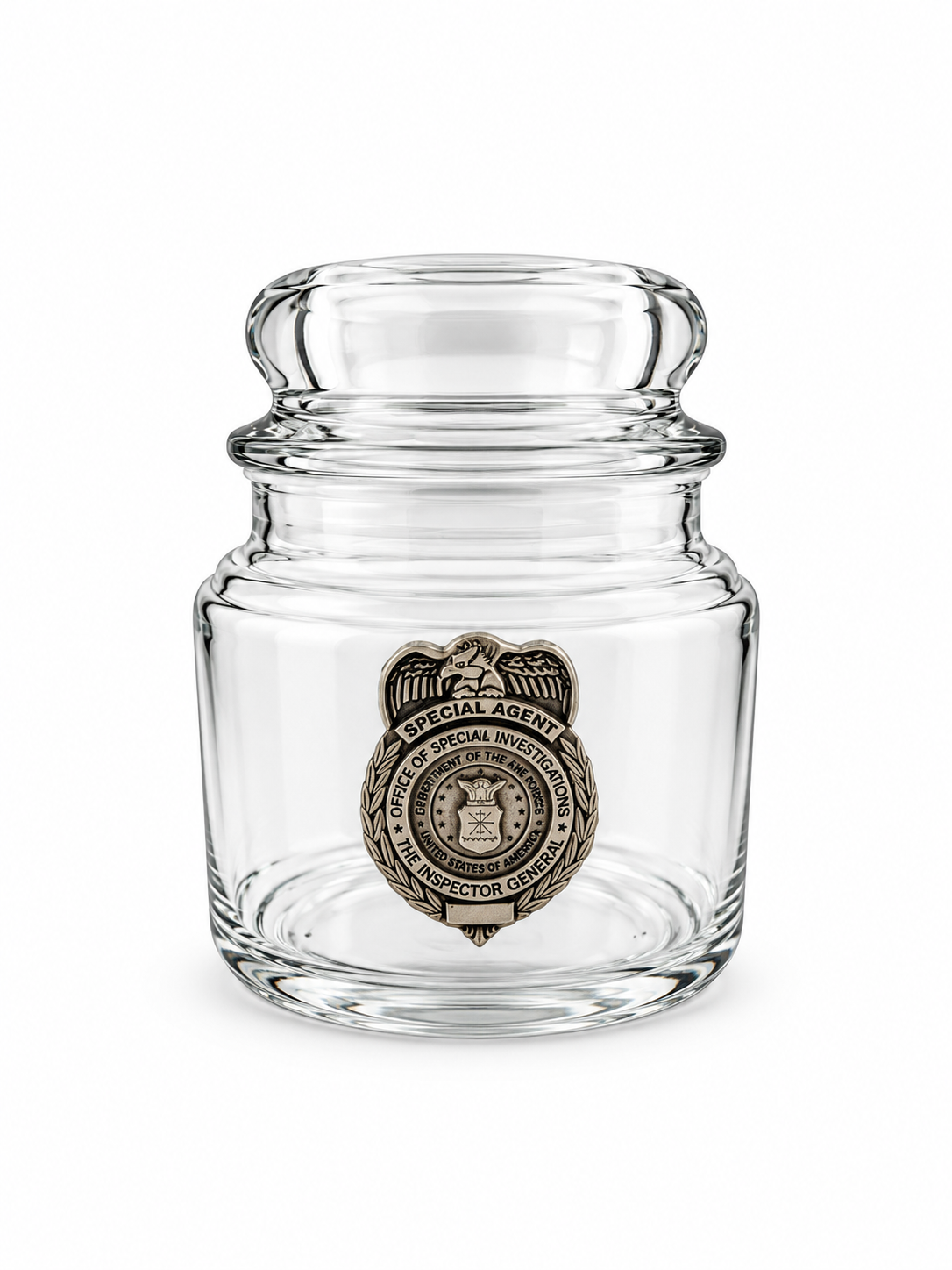 AF OSI CANDY JAR WITH PEWTER BADGE