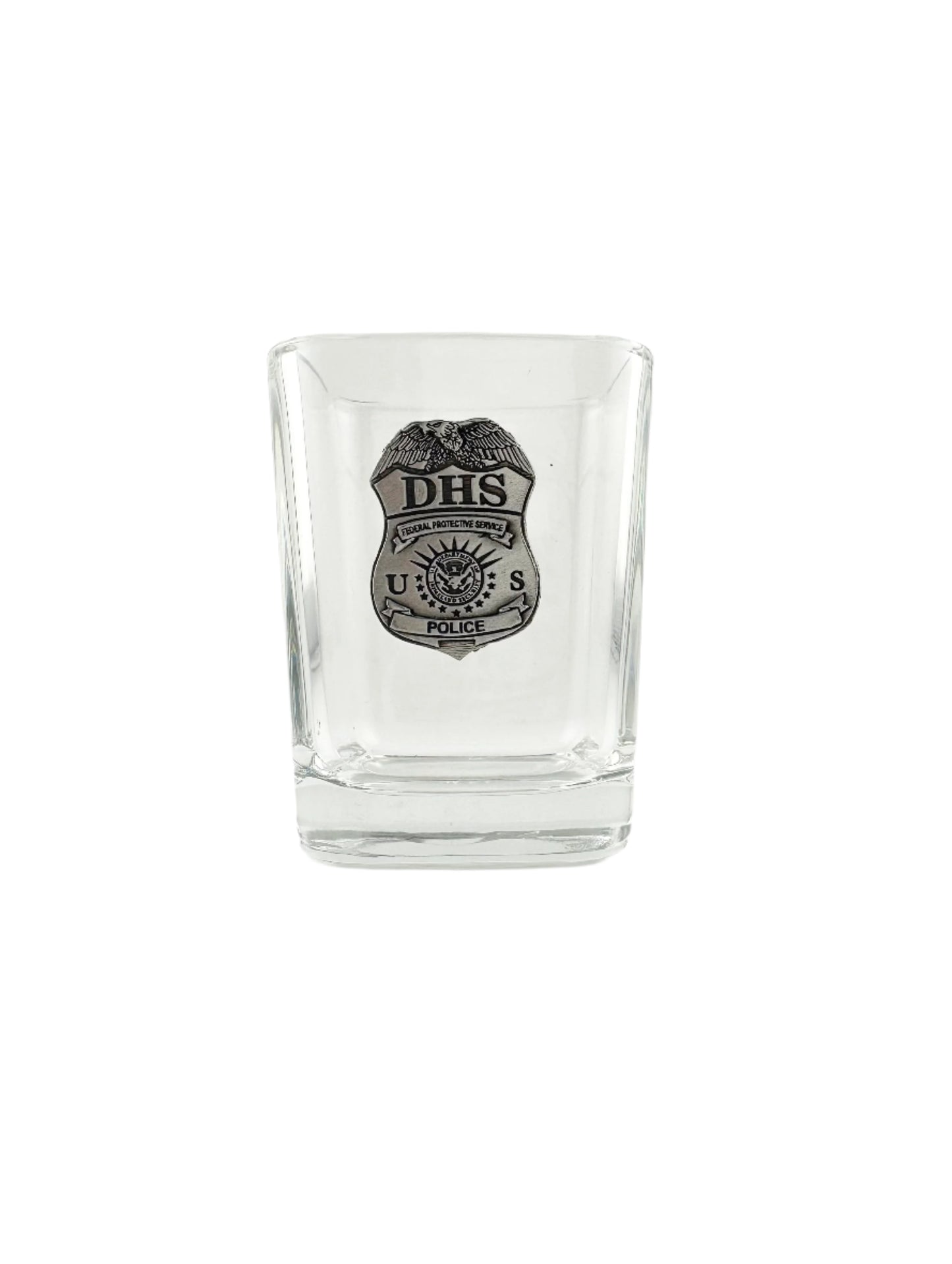 DHS FPS POLICE PEWTER SQUARE SHOT GLASS