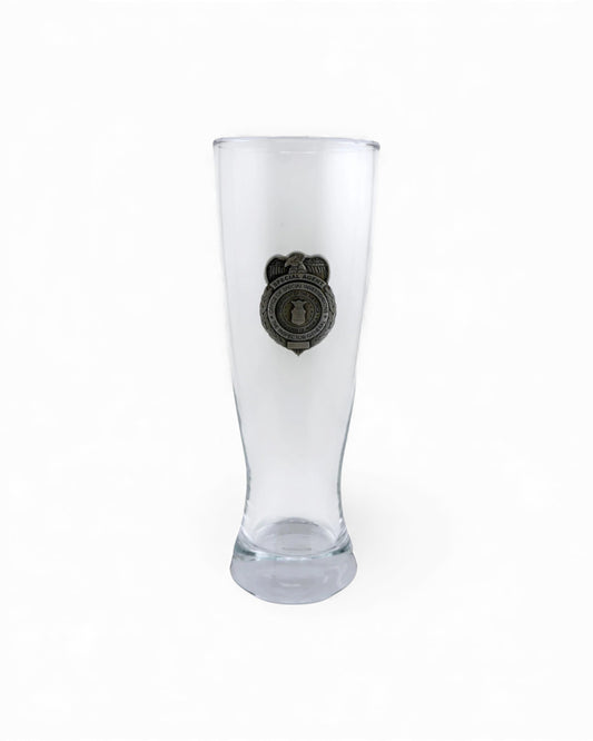 AF OSI GLASS PILSNER WITH PEWTER BADGE