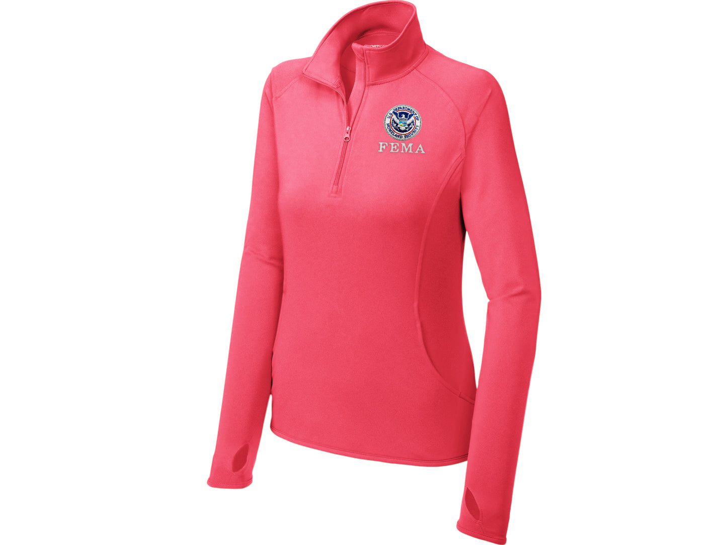 WOMEN'S FEMA SPORT TEK SPORT WICK STRETCH 1/2 ZIP PULLOVER-LST850