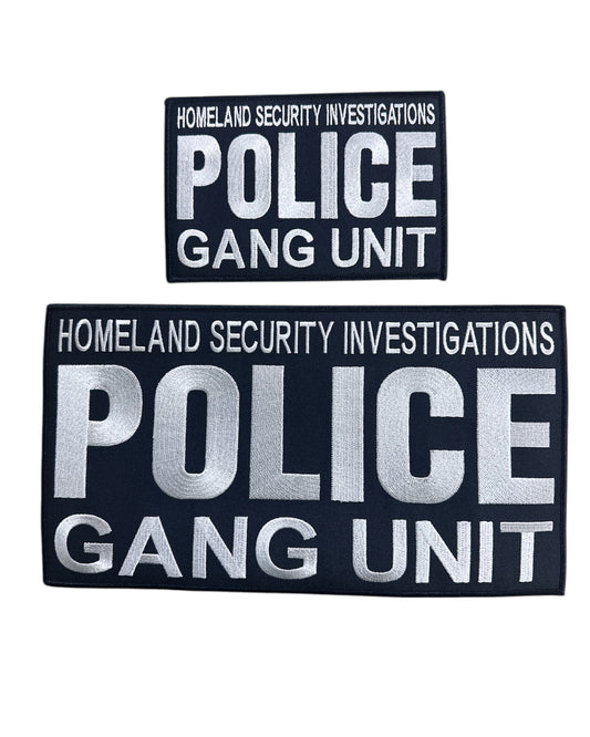 CLEARANCE HSI POLICE GANG UNIT PATCH SET: DK NAVY/SILVER