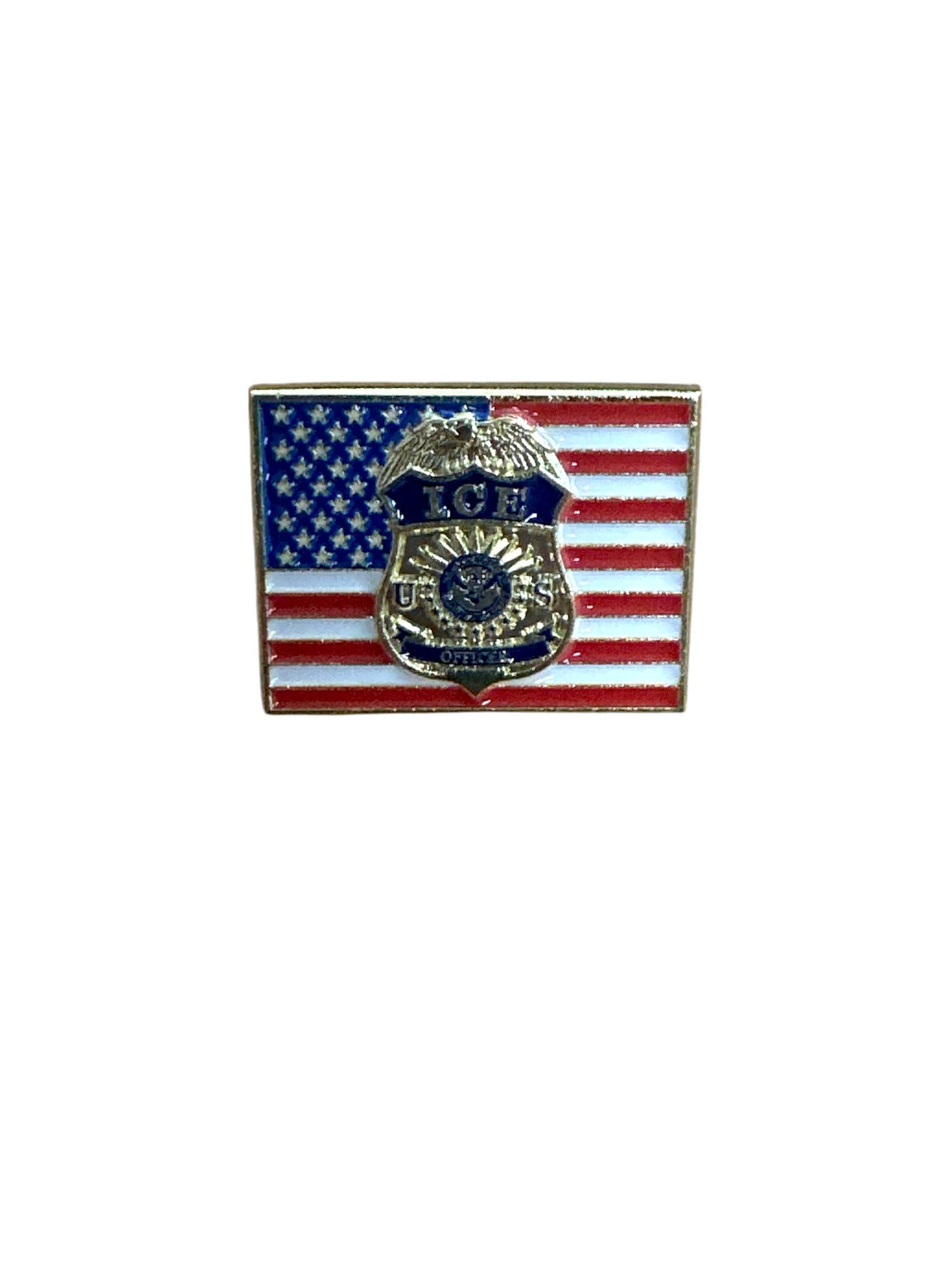 ICE OFFICER BADGE FLAG TIE PIN-GOLD/MULTI