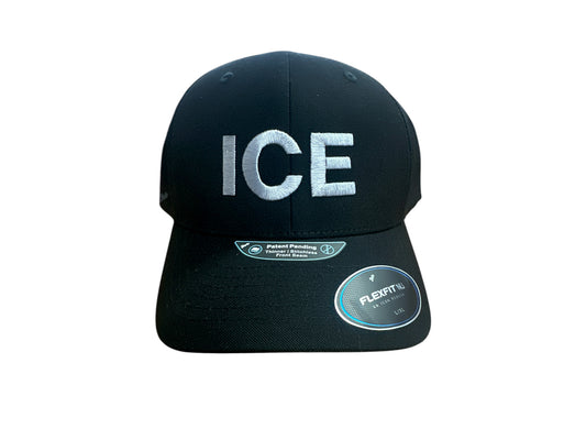 ICE GREY LETTERS EMBROIDERED ON BLACK FLEXFIT HAT