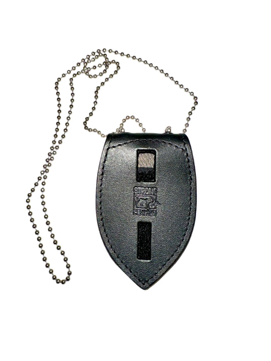 UNIVERSAL BELT BADGE CLIP - BLACK (2 SHAPES) STRONG LEATHER