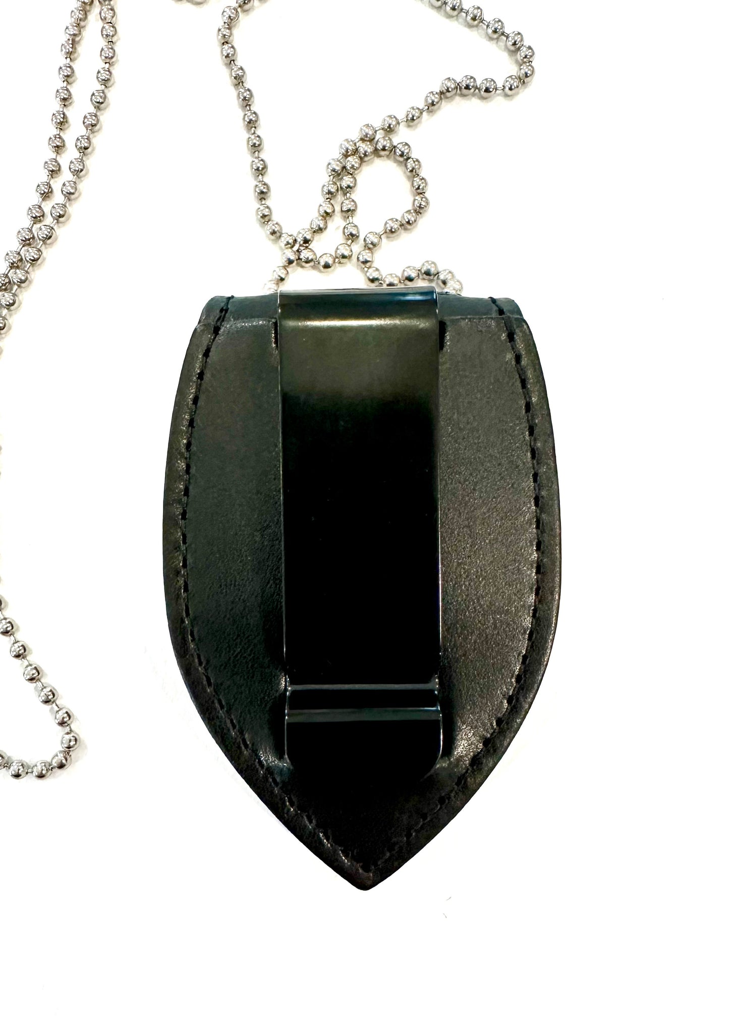 UNIVERSAL BELT BADGE CLIP - BLACK (2 SHAPES) STRONG LEATHER