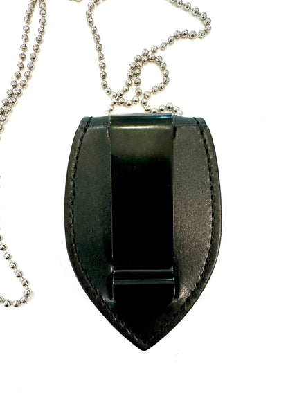 UNIVERSAL BELT BADGE CLIP - BLACK (2 SHAPES) STRONG LEATHER