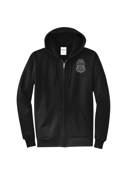 CBP OFFICER RAID ZIP UP HOODIE SWEATSHIRT BLACK/GREY INK-PC78ZH