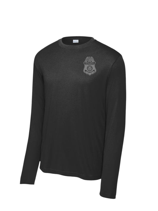 CBP OFFICER RAID WICKING LONG SLEEVE T-SHIRT BLACK/GREY INK-ST350LS