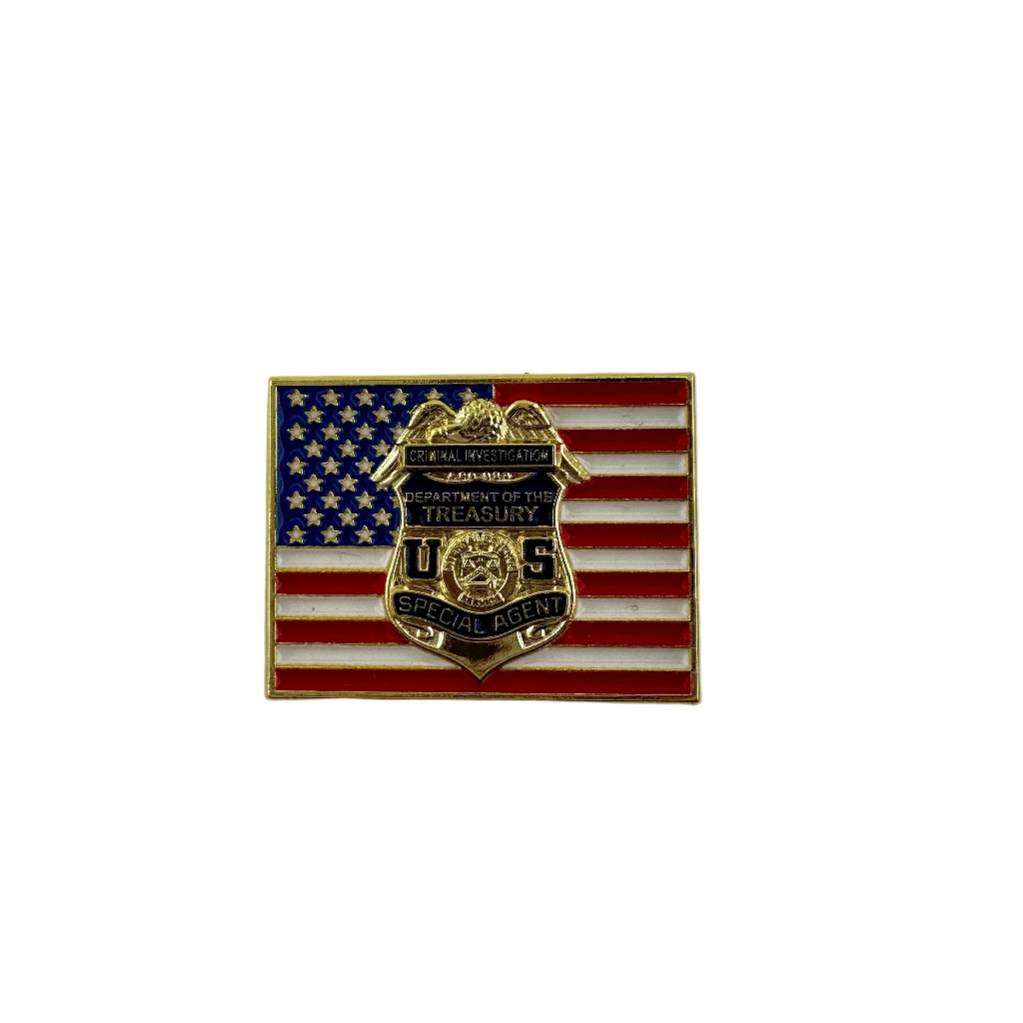 IRS CI SPECIAL AGENT BADGE FLAG TIE PIN-GOLD/MULTI