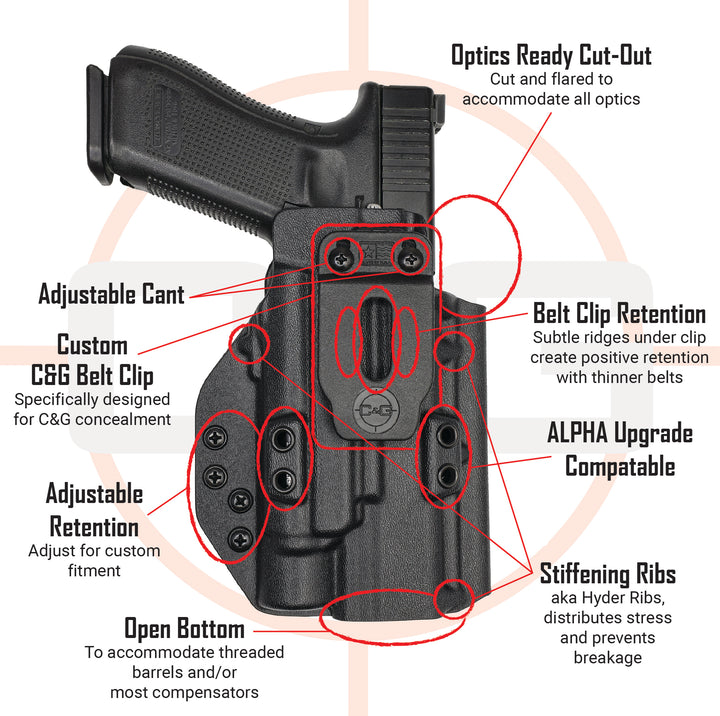 GLOCK 19/23/44/45 TLR-7/A/X | IWB TACTICAL/ALPHA Kydex Holster | QUICKSHIP | C&G Holsters (ALPHA UPGRADE)