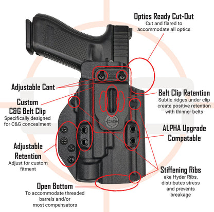 GLOCK 19/23/44/45 TLR-7/A/X | IWB TACTICAL/ALPHA Kydex Holster | QUICKSHIP | C&G Holsters (ALPHA UPGRADE)